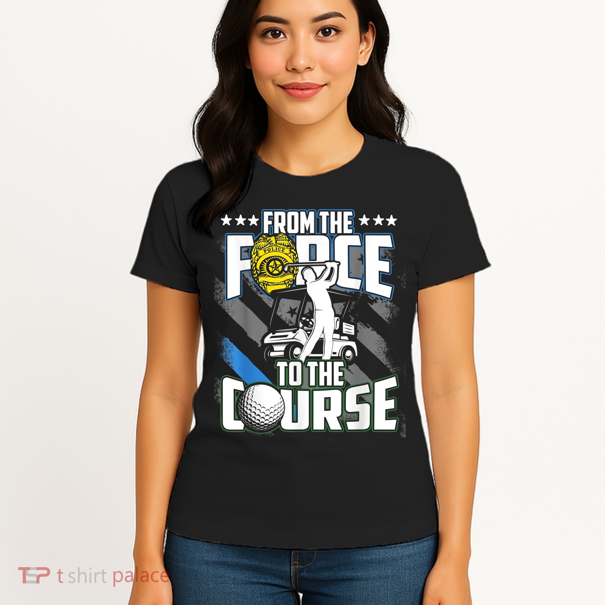 Funny Retired Police Officer Golf Retirement Gift Women's T-Shirt