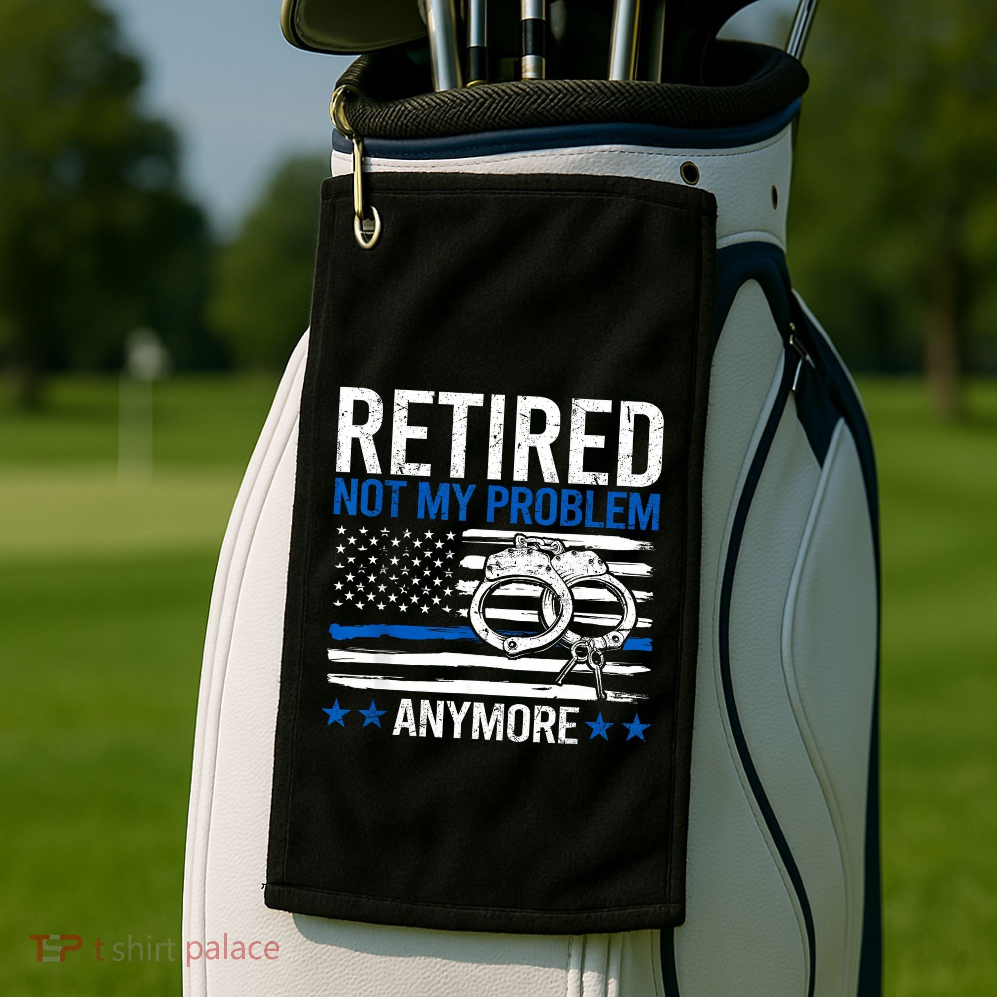 Funny Retired Police Officer Law Enforcement Retirement Golf Towel