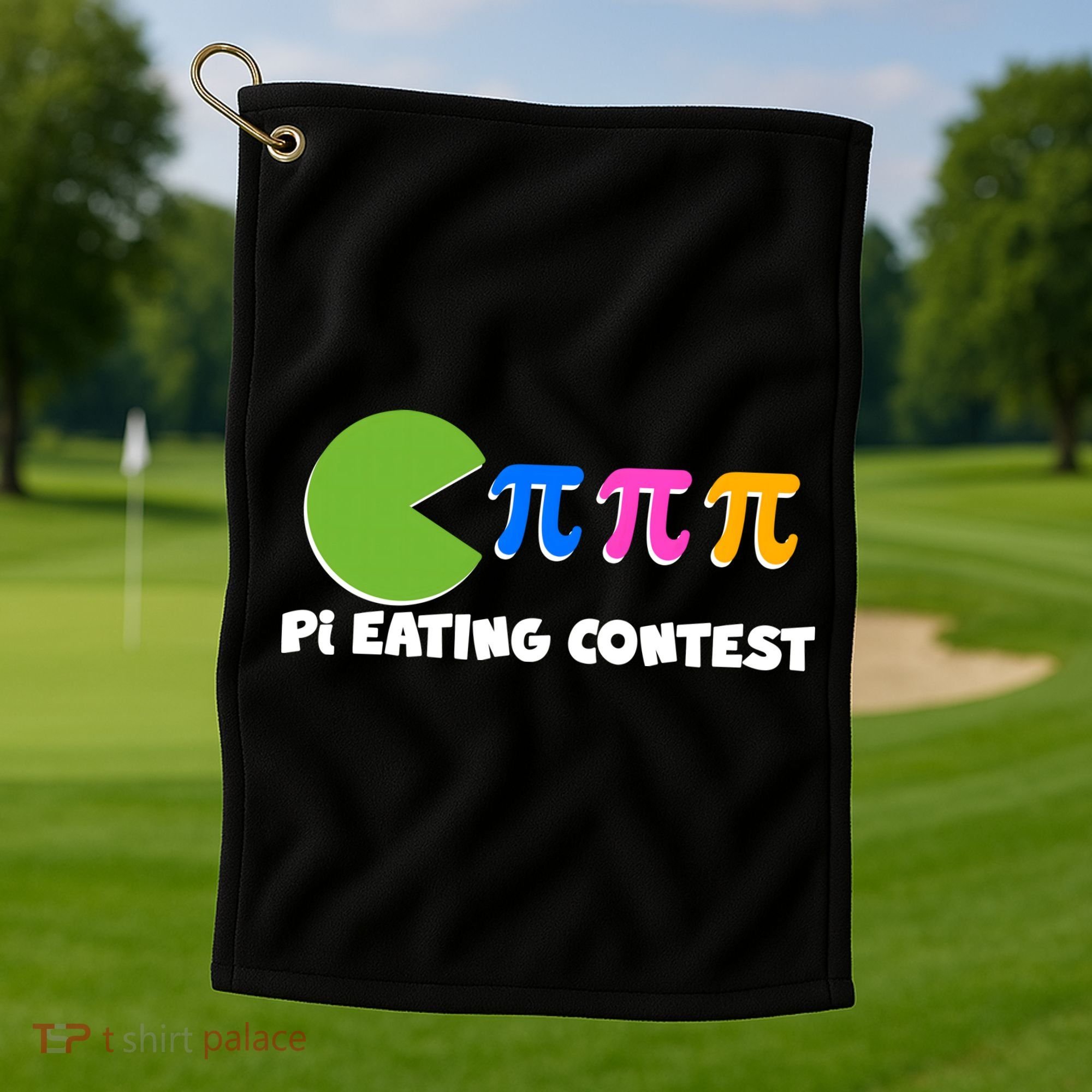 Funny Retro Pi Day 314 Pi Eating Contest Video Game Golf Towel