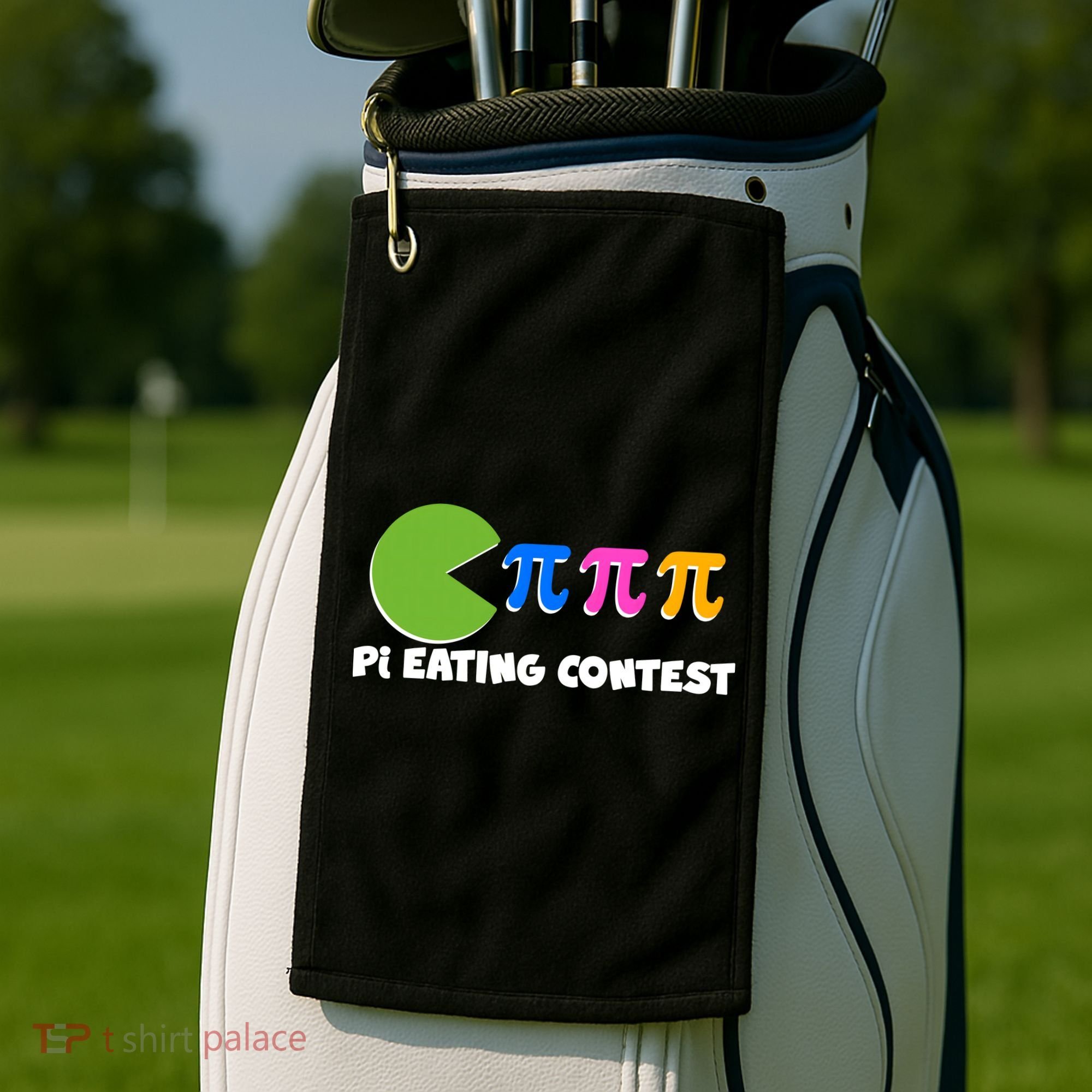 Funny Retro Pi Day 314 Pi Eating Contest Video Game Golf Towel