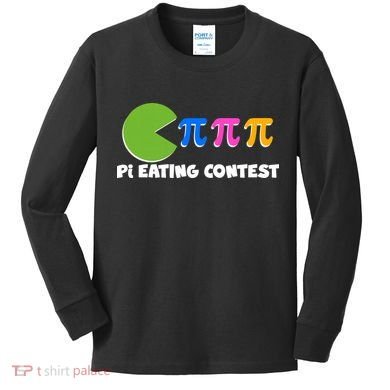 Funny Retro Pi Day 314 Pi Eating Contest Video Game Kids Long Sleeve Shirt