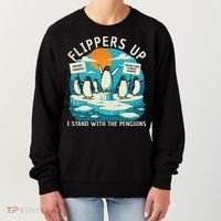 Funny Resist Penguins Protest Penguin Against Tariffs Women's Sweatshirt thumb 0