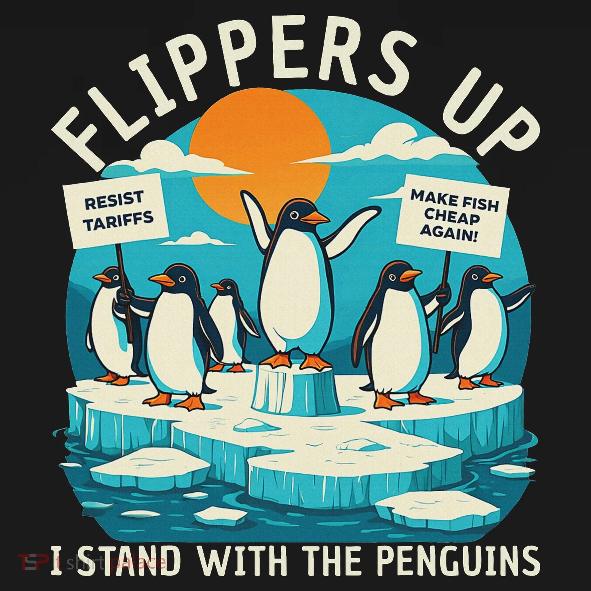 Funny Resist Penguins Protest Penguin Against Tariffs Doggie Tank
