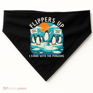 Funny Resist Penguins Protest Penguin Against Tariffs USA-Made Doggie Bandana