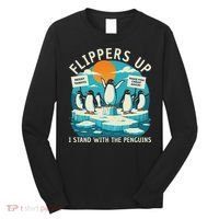 Funny Resist Penguins Protest Penguin Against Tariffs Long Sleeve Shirt thumb 0
