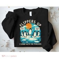 Funny Resist Penguins Protest Penguin Against Tariffs Sweatshirt thumb 2
