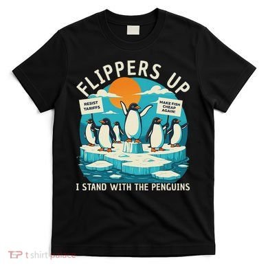 Funny Resist Penguins Protest Penguin Against Tariffs T-Shirt