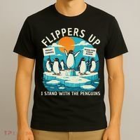 Funny Resist Penguins Protest Penguin Against Tariffs T-Shirt thumb 3