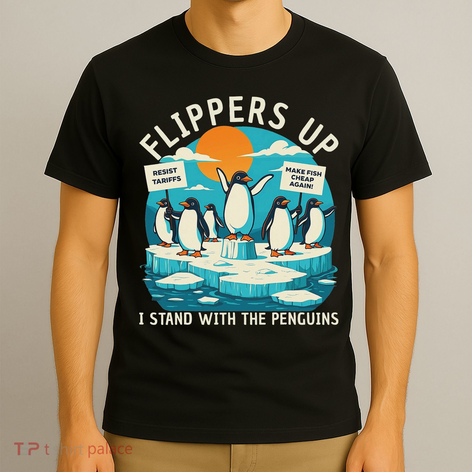 Funny Resist Penguins Protest Penguin Against Tariffs T-Shirt