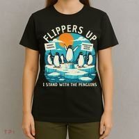 Funny Resist Penguins Protest Penguin Against Tariffs T-Shirt thumb 4