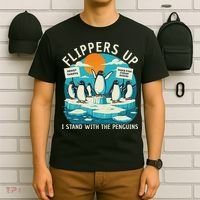 Funny Resist Penguins Protest Penguin Against Tariffs T-Shirt thumb 6