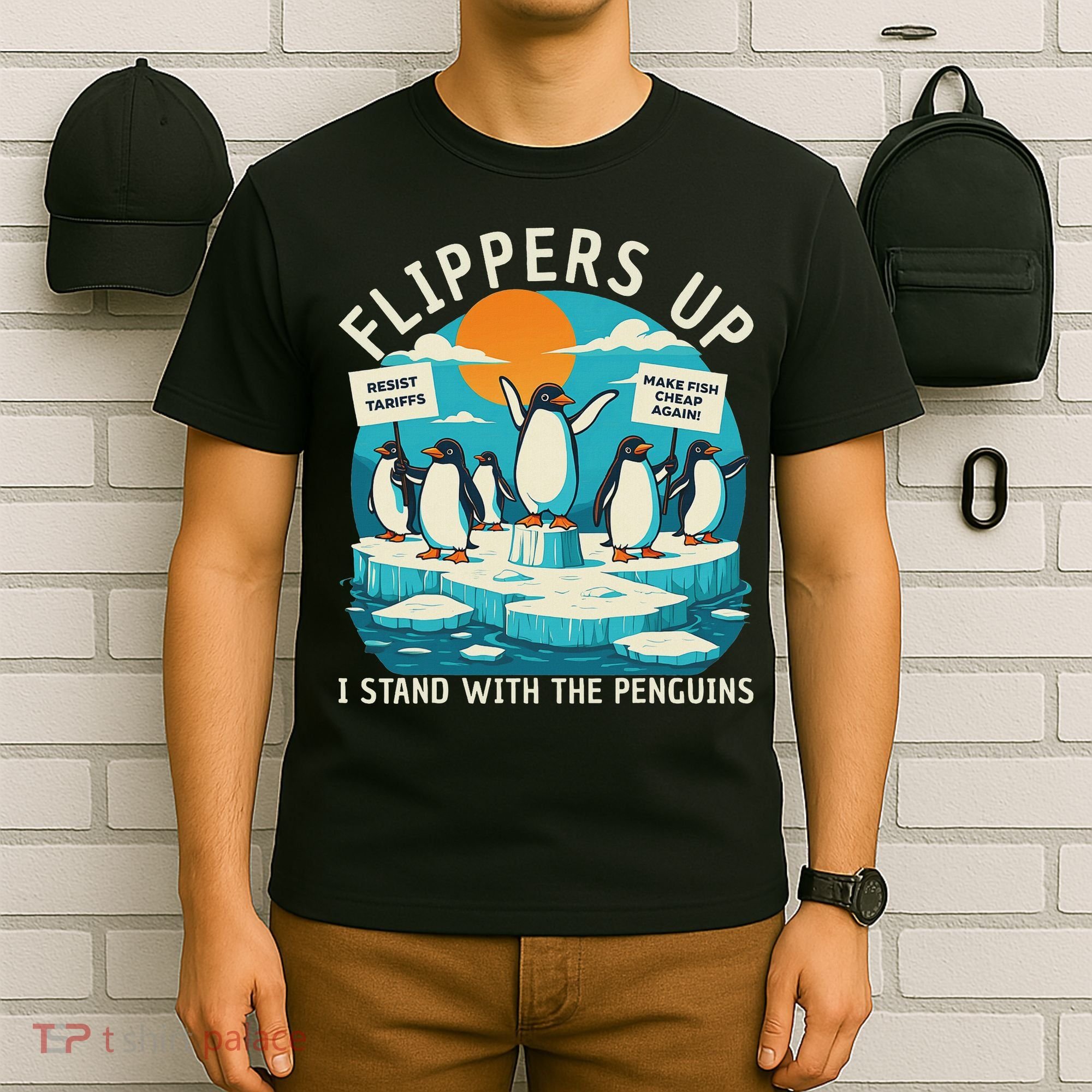 Funny Resist Penguins Protest Penguin Against Tariffs T-Shirt