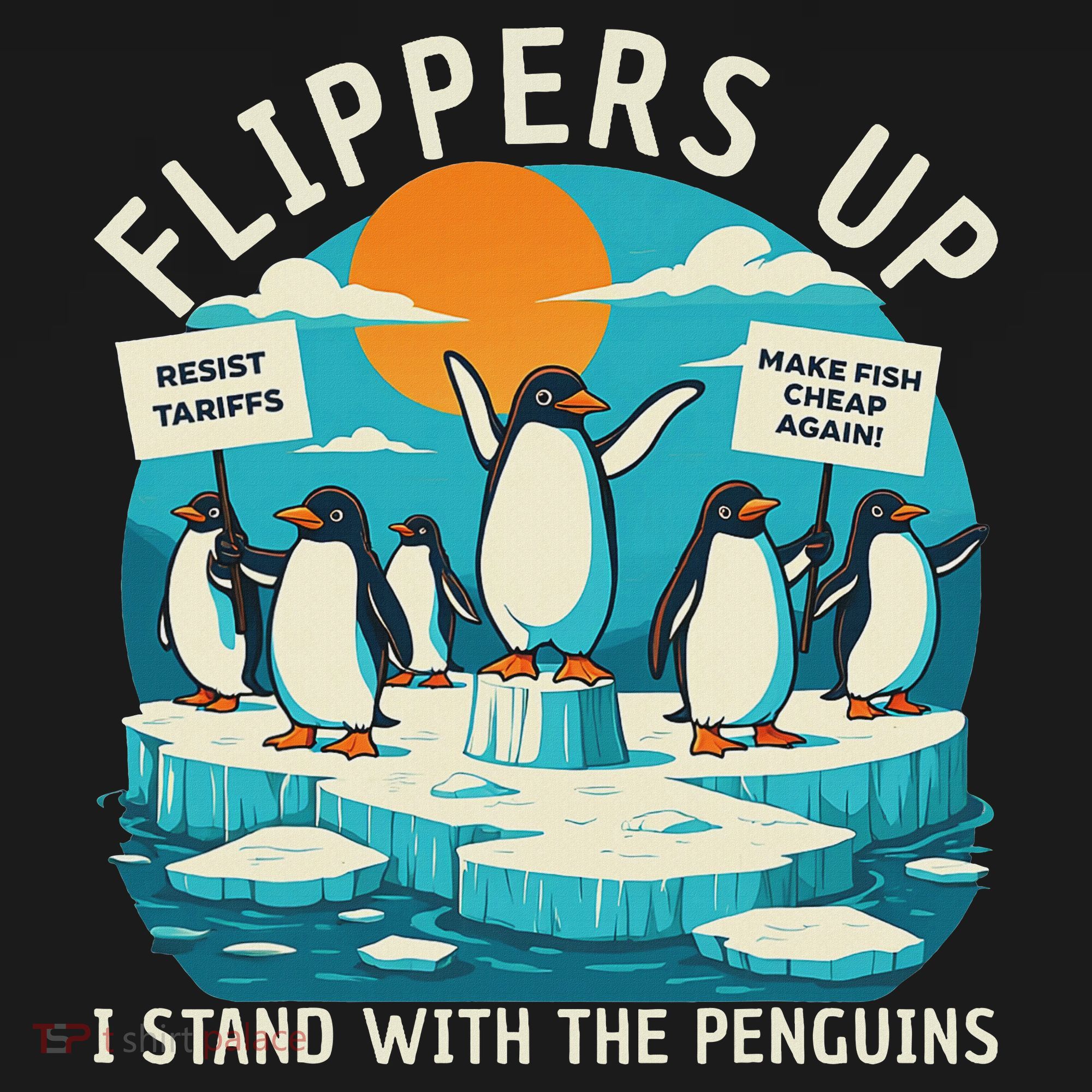 Funny Resist Penguins Protest Penguin Against Tariffs T-Shirt