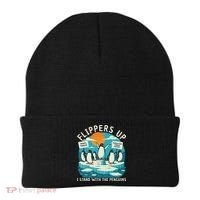 Funny Resist Penguins Protest Penguin Against Tariffs Beanie thumb 0