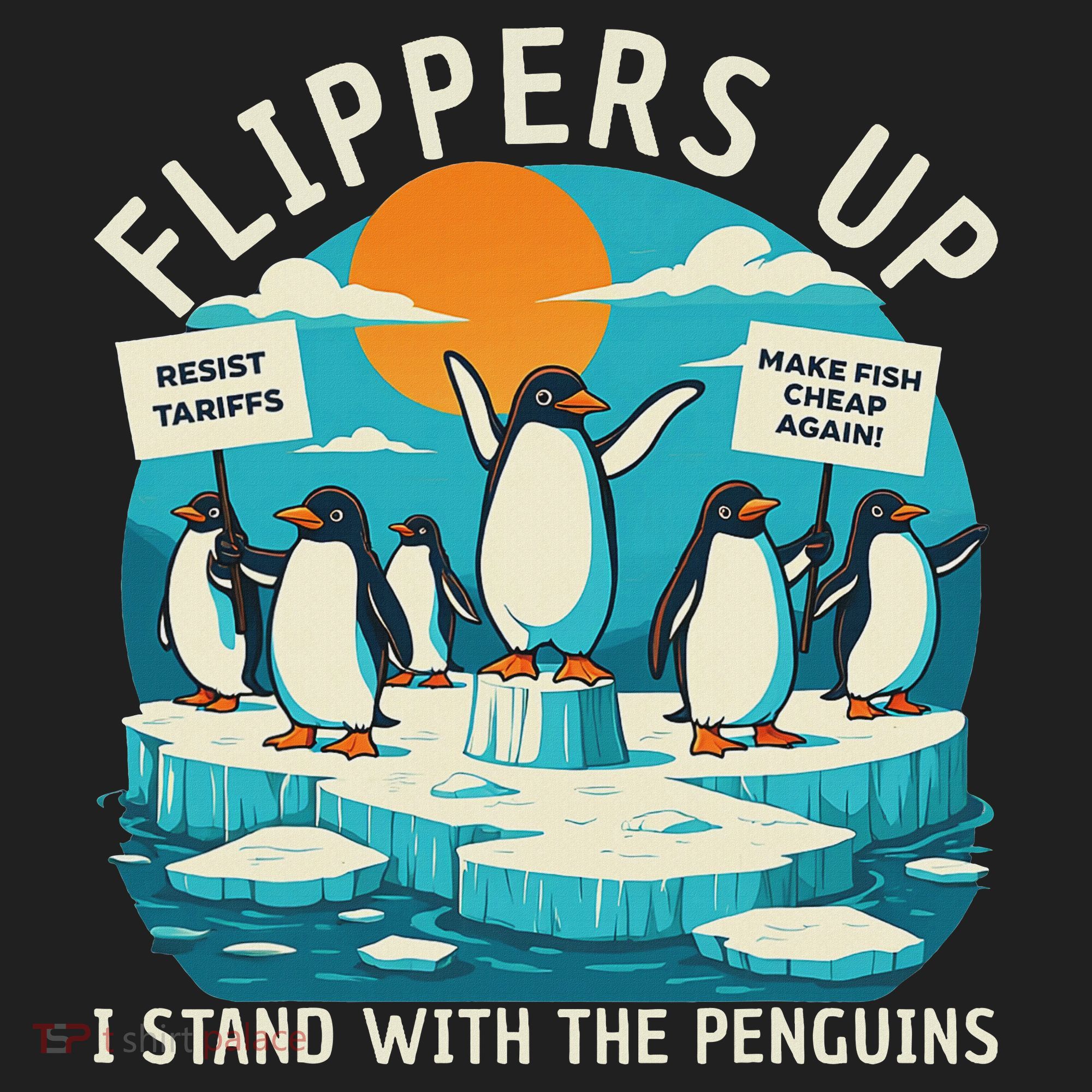 Funny Resist Penguins Protest Penguin Against Tariffs Beanie