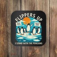 Funny Resist Penguins Protest Penguin Against Tariffs Coaster thumb 0