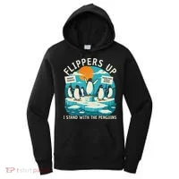 Funny Resist Penguins Protest Penguin Against Tariffs Women's Hoodie thumb 0