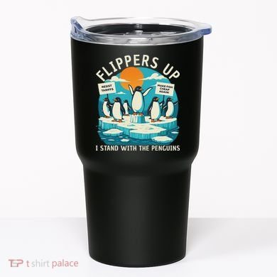 Funny Resist Penguins Protest Penguin Against Tariffs Tumbler