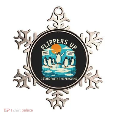 Funny Resist Penguins Protest Penguin Against Tariffs Ornament