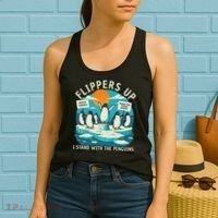 Funny Resist Penguins Protest Penguin Against Tariffs Women's Tank Top thumb 2