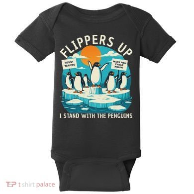 Funny Resist Penguins Protest Penguin Against Tariffs Baby Bodysuit