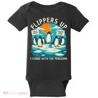 Funny Resist Penguins Protest Penguin Against Tariffs Baby Bodysuit thumb 0