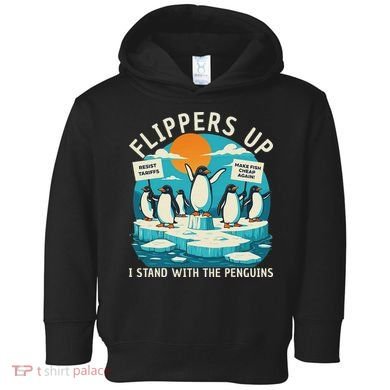 Funny Resist Penguins Protest Penguin Against Tariffs Toddler Hoodie