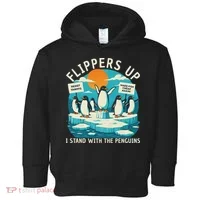 Funny Resist Penguins Protest Penguin Against Tariffs Toddler Hoodie thumb 0