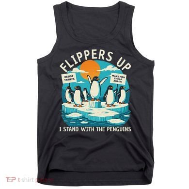 Funny Resist Penguins Protest Penguin Against Tariffs Tank Top