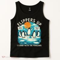 Funny Resist Penguins Protest Penguin Against Tariffs Tank Top thumb 2