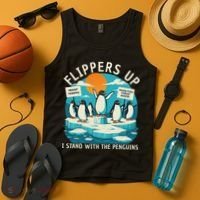 Funny Resist Penguins Protest Penguin Against Tariffs Tank Top thumb 4