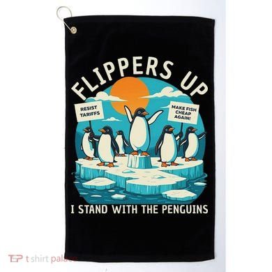 Funny Resist Penguins Protest Penguin Against Tariffs Golf Towel