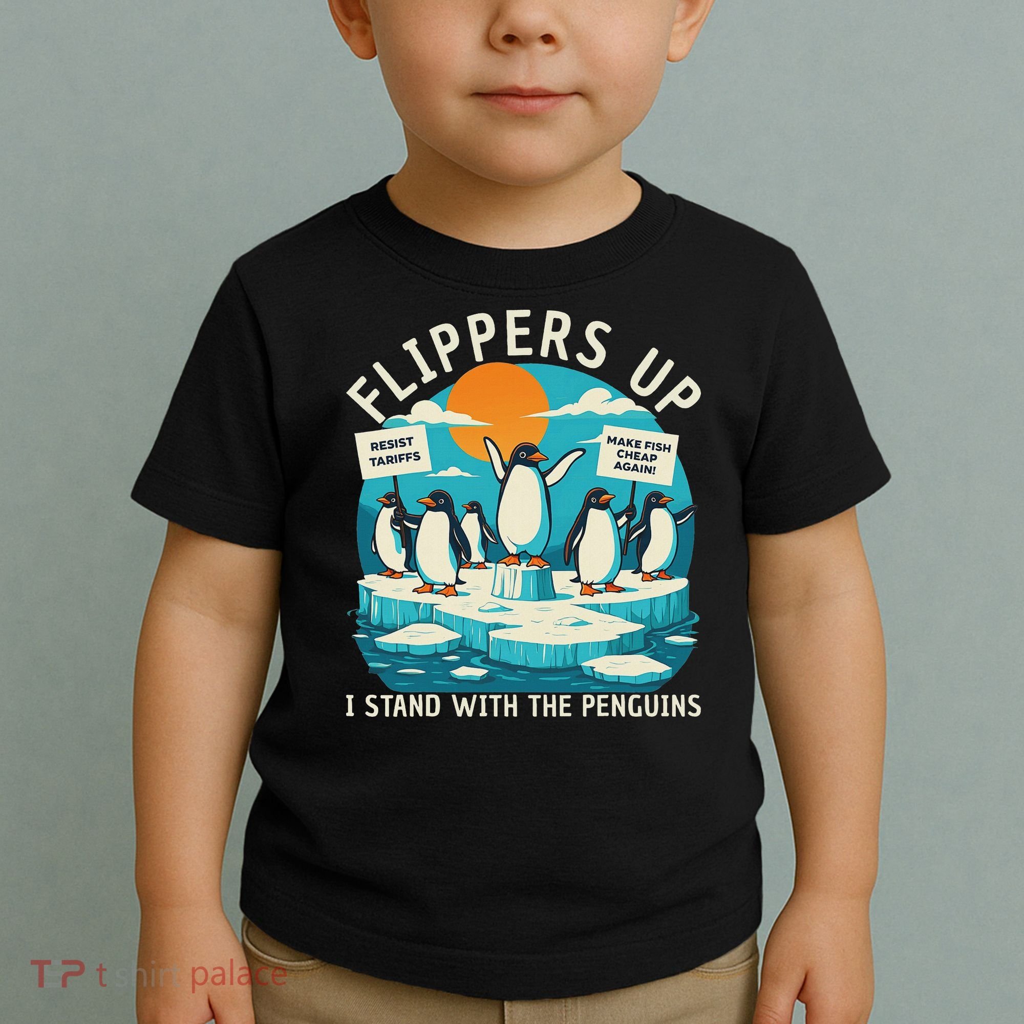 Funny Resist Penguins Protest Penguin Against Tariffs Toddler T-Shirt