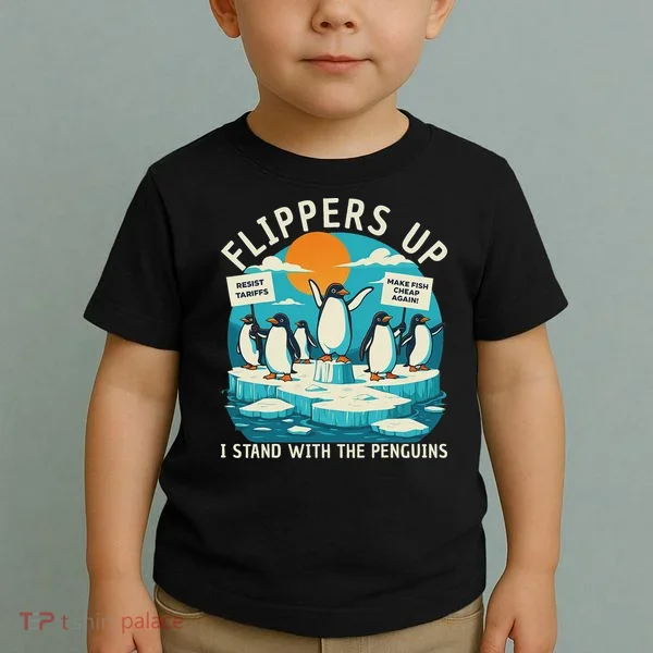 Funny Resist Penguins Protest Penguin Against Tariffs Toddler T-Shirt