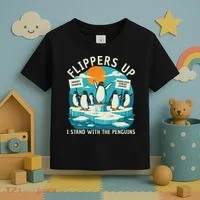 Funny Resist Penguins Protest Penguin Against Tariffs Toddler T-Shirt thumb 3
