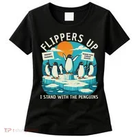 Funny Resist Penguins Protest Penguin Against Tariffs Women's T-Shirt thumb 0