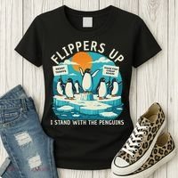 Funny Resist Penguins Protest Penguin Against Tariffs Women's T-Shirt thumb 3