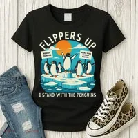 Funny Resist Penguins Protest Penguin Against Tariffs Women's T-Shirt thumb 3