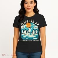 Funny Resist Penguins Protest Penguin Against Tariffs Women's T-Shirt thumb 4