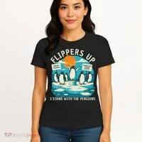 Funny Resist Penguins Protest Penguin Against Tariffs Women's T-Shirt thumb 4