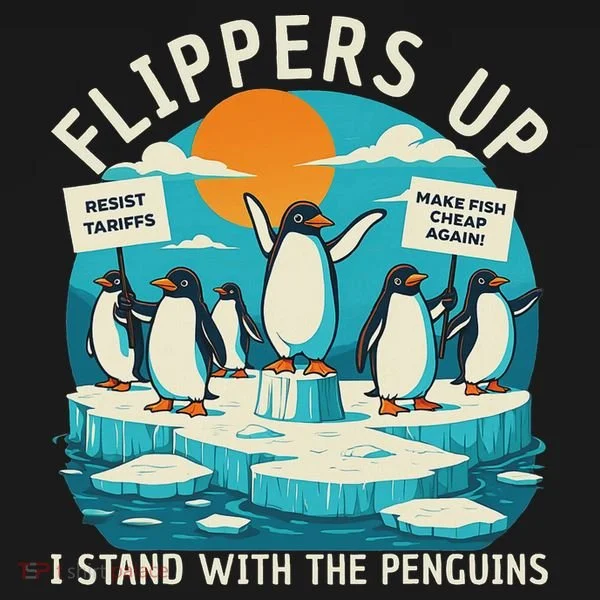 Funny Resist Penguins Protest Penguin Against Tariffs Women's T-Shirt