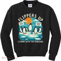 Funny Resist Penguins Protest Penguin Against Tariffs Kids Sweatshirt thumb 0