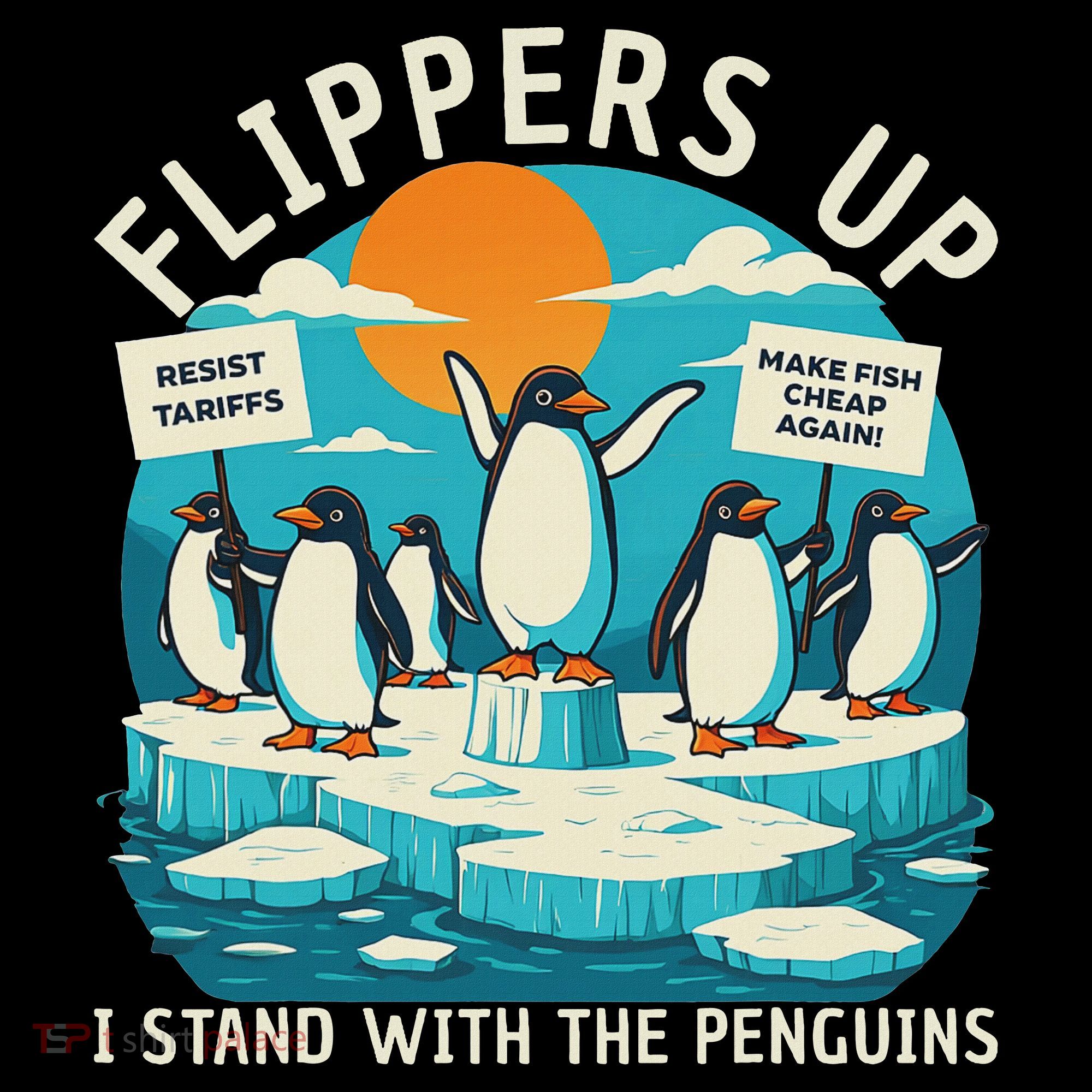 Funny Resist Penguins Protest Penguin Against Tariffs Kids Sweatshirt