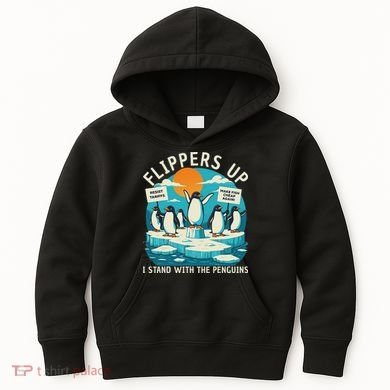 Funny Resist Penguins Protest Penguin Against Tariffs Kids Hoodie