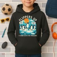 Funny Resist Penguins Protest Penguin Against Tariffs Kids Hoodie thumb 2