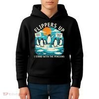 Funny Resist Penguins Protest Penguin Against Tariffs Kids Hoodie thumb 4