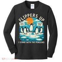 Funny Resist Penguins Protest Penguin Against Tariffs Kids Long Sleeve Shirt thumb 0