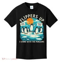 Funny Resist Penguins Protest Penguin Against Tariffs Kids T-Shirt thumb 0