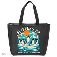 Funny Resist Penguins Protest Penguin Against Tariffs Tote Bag thumb 0