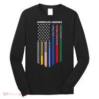 First Responders Police Military Firefighter Nurse BACK Long Sleeve Shirt thumb 0